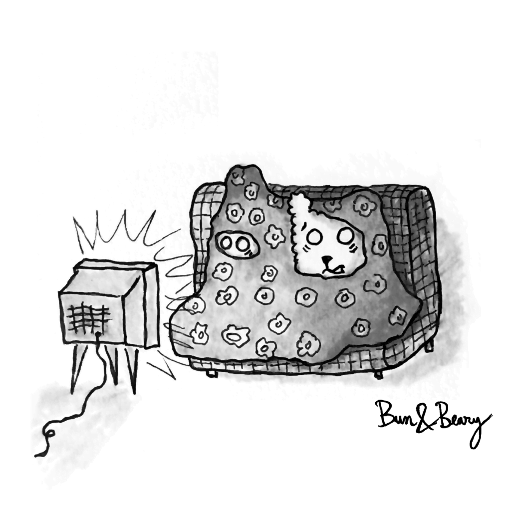 Watching TV cartoon - Lockdown habits: Netflix&chill
A black & white comic of a bunny - Bun - and a bear - Beary -watching movies on Netflix during this quarantine🐰&🐻Bun and Beary watching Netflix movies on TV.