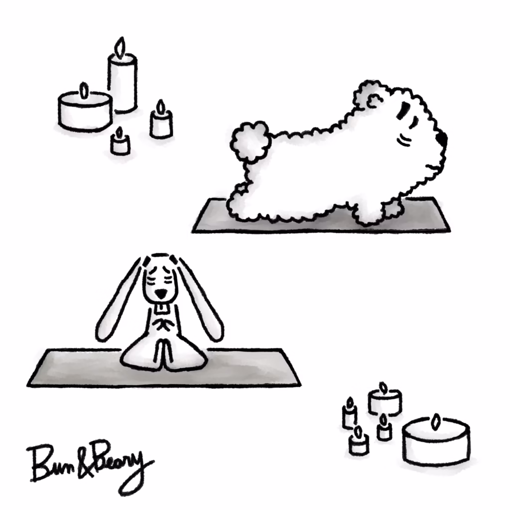 Bun&Beary doing yoga. Relaxing.