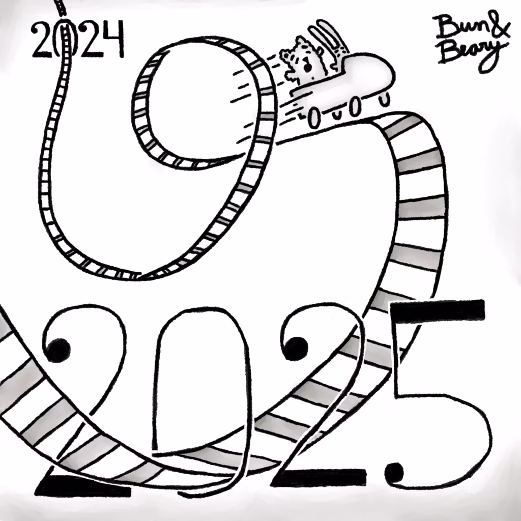 Bun&Beary on a rollercoaster from 2024 to 2025